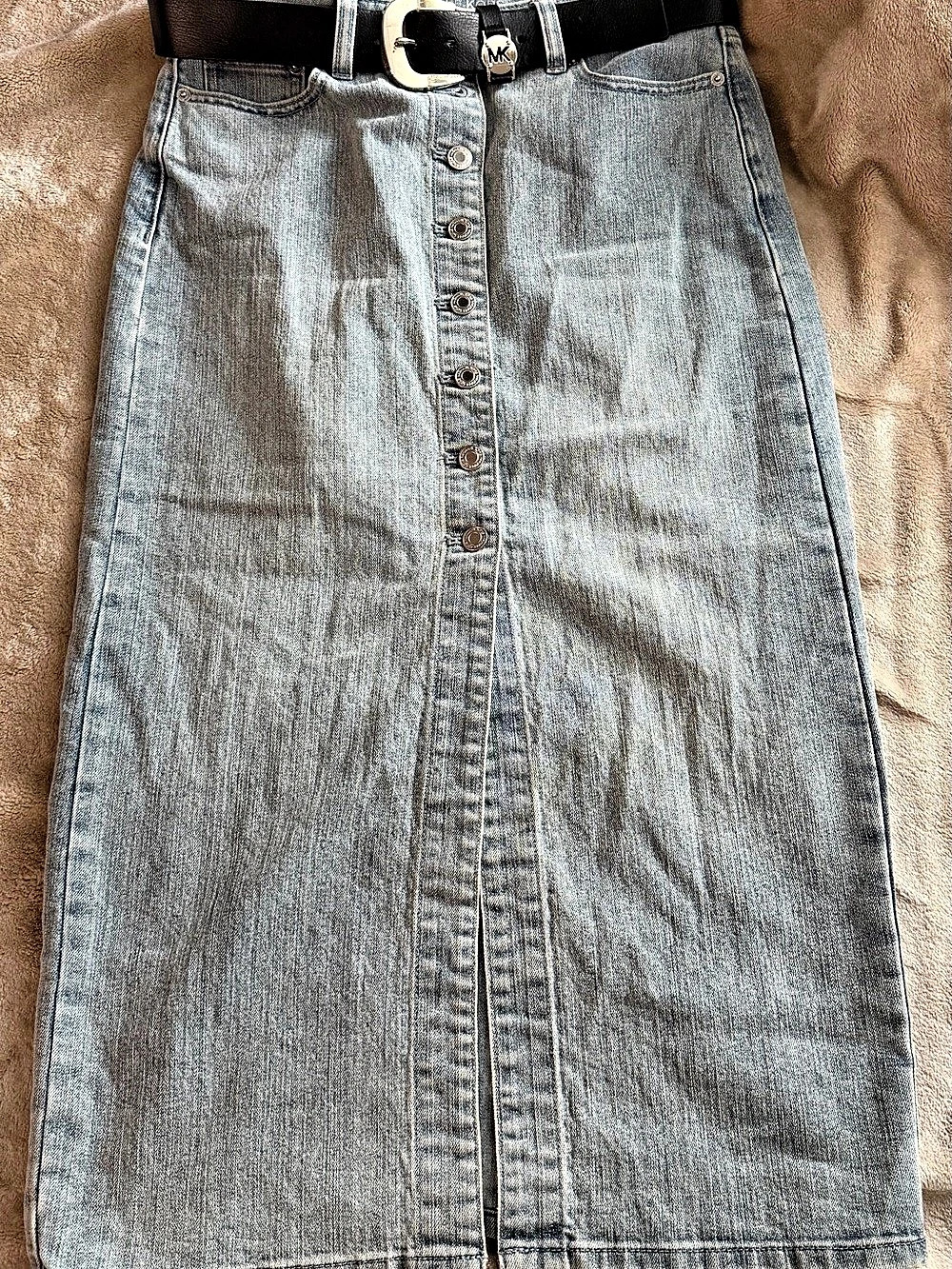 Michael Kors Button-Front Denim Maxi Skirt Blue Size 4 Like New